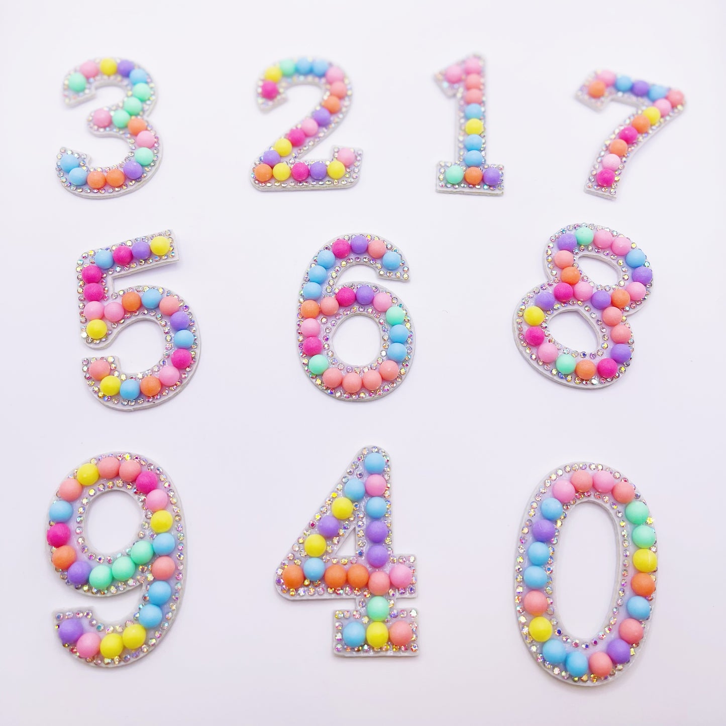Iron on Candy Alphabet Rhinestone Letters with and AB Rhinestone white background, Iron On