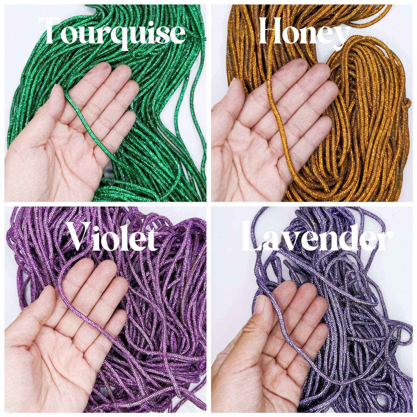 3mm wide rhinestone tube, 3mm crystal cord, twisted rope, twisted trim