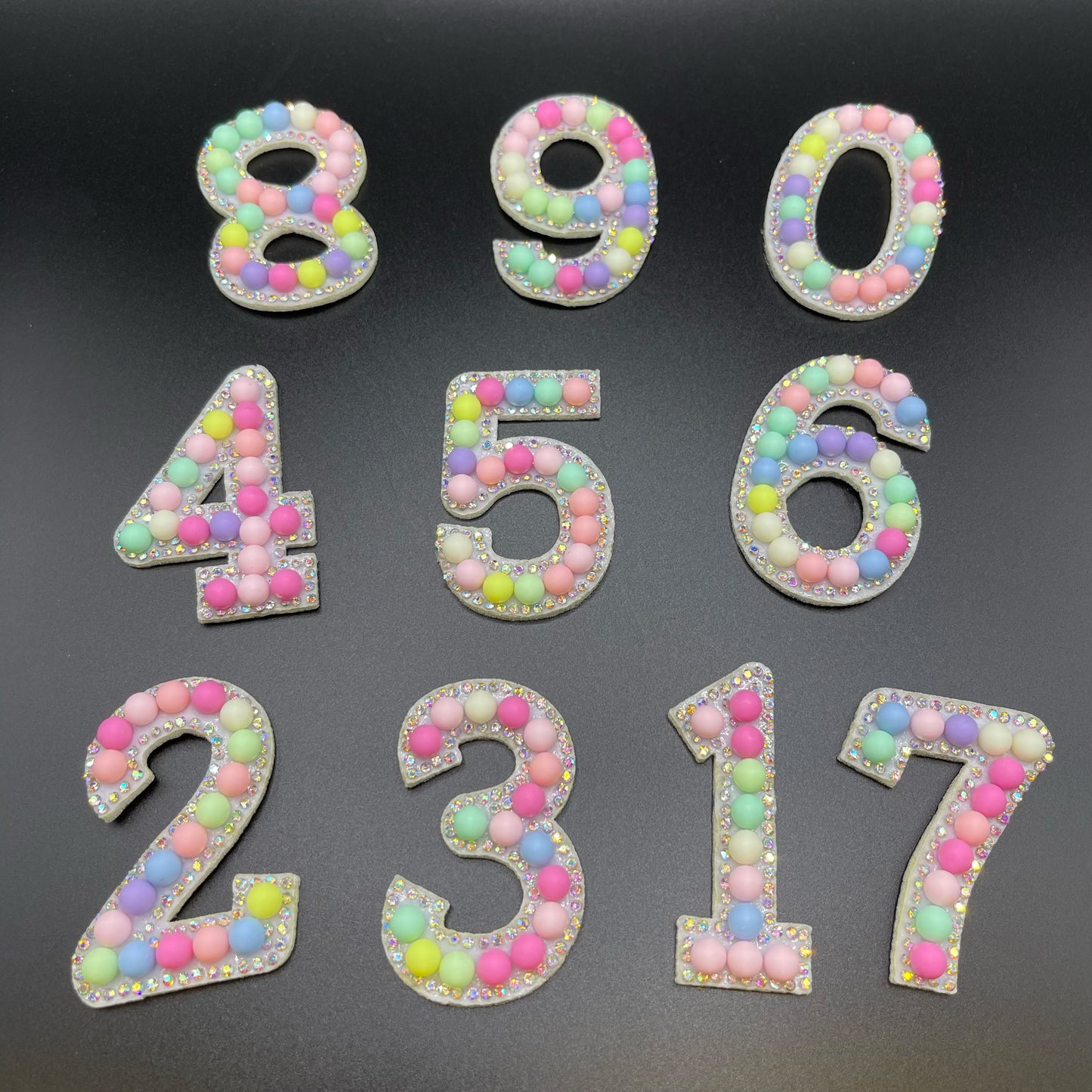 Iron on Paste colored Alphabet Rhinestone Letters with and AB Rhinestone white background, Iron On