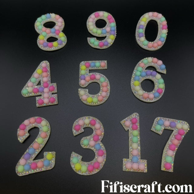 Iron on Candy Macaroon Alphabet Rhinestone Letters with and AB Rhinestone white background, Iron On