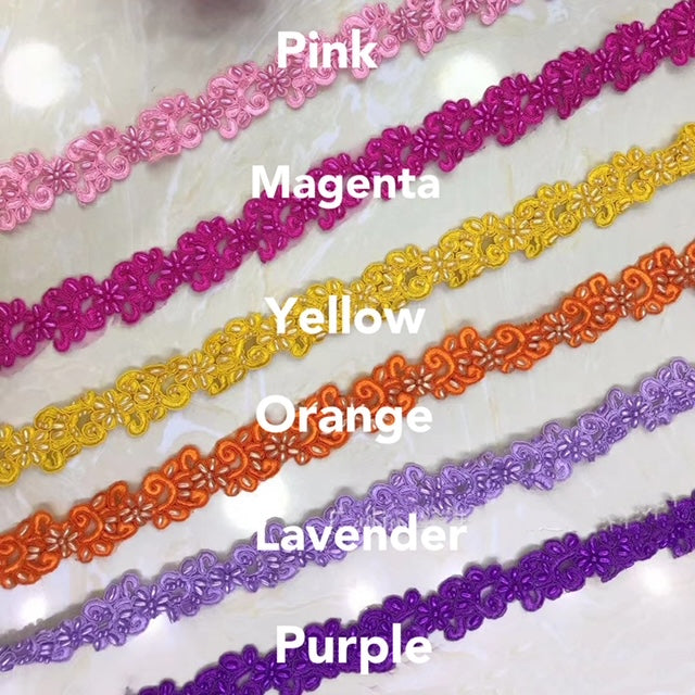 13 colors of Beaded embroidered Trim in by yards.