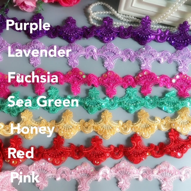 Copy of 13 colors of Beaded embroidered Trim in by yards.