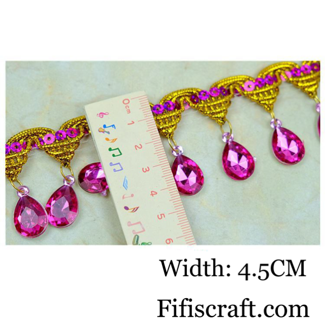 Dangling Tear drop trim by yard