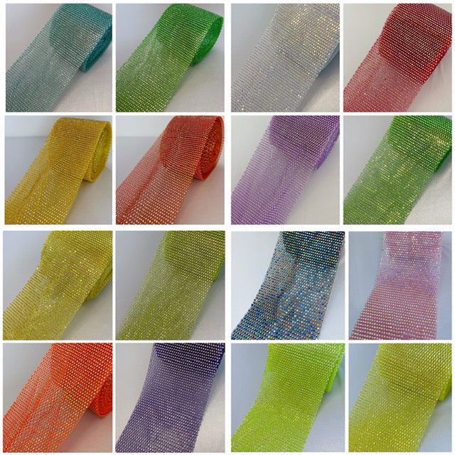 Colored Elastic Stretch degrade dense mesh by yards, 5 inches rhinestone fishnet, 1 yard,