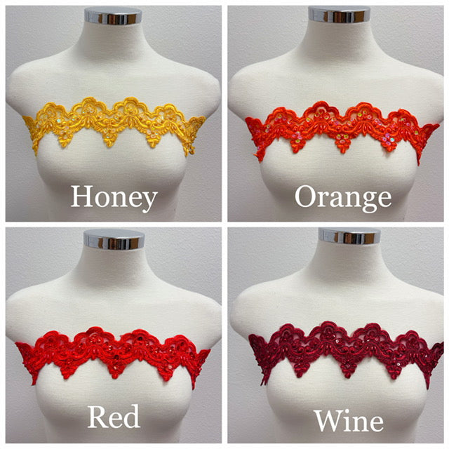 24 colored of organza embroidered scalloped sewing lace trim sequins beaded, 2.25 inches wide