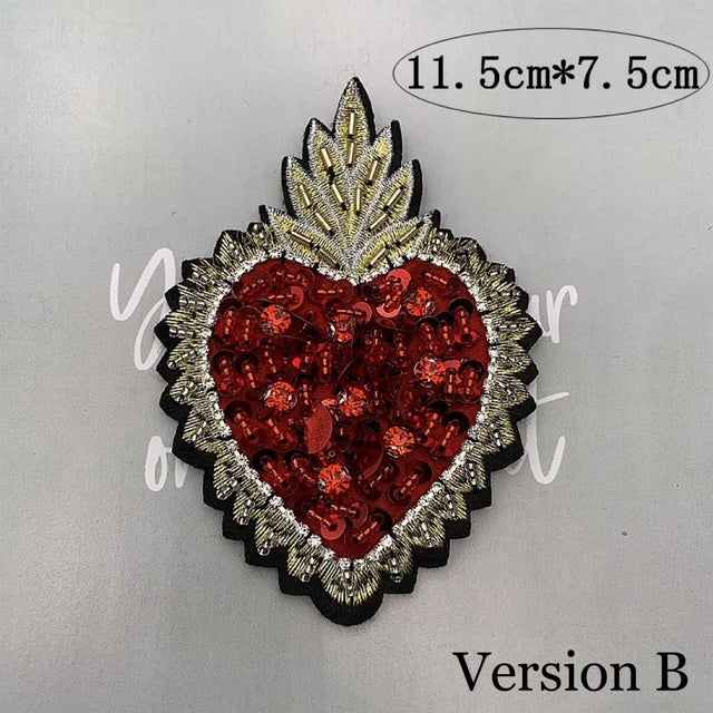 10 styles of small and large Heart and Crown Rhinestone Patches, for DIY, sewing project