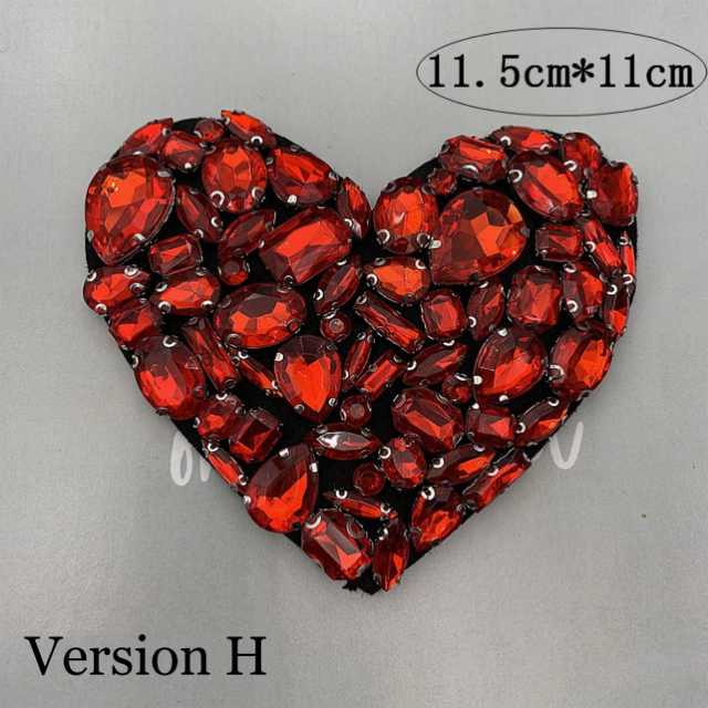 10 styles of small and large Heart and Crown Rhinestone Patches, for DIY, sewing project