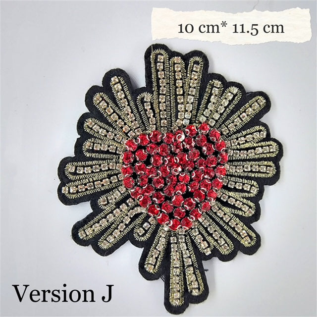 10 styles of small and large Heart and Crown Rhinestone Patches, for DIY, sewing project
