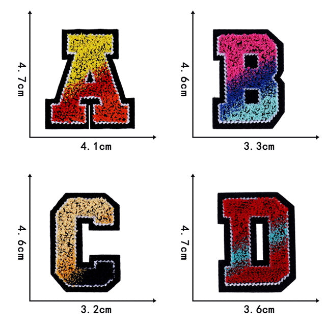 Irone on glue on Chenille letter patches for clothing, embroidery Varsity Letter for Pouch Bag DIY projects