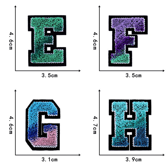Irone on glue on Chenille letter patches for clothing, embroidery Varsity Letter for Pouch Bag DIY projects