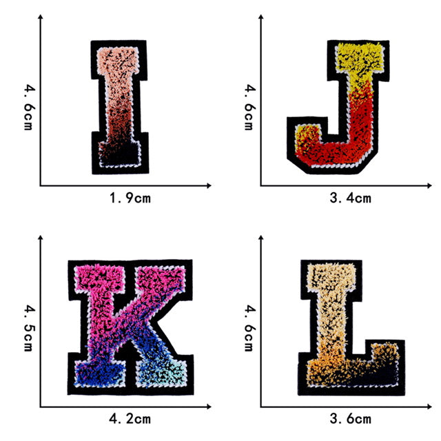 Irone on glue on Chenille letter patches for clothing, embroidery Varsity Letter for Pouch Bag DIY projects