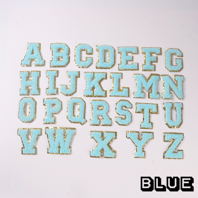 Irone on glue on Chenille letter patches for clothing, embroidery Varsity Letter for Pouch Bag DIY projects