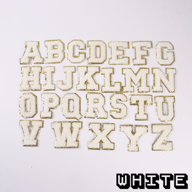 Irone on glue on Chenille letter patches for clothing, embroidery Varsity Letter for Pouch Bag DIY projects