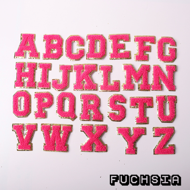Irone on glue on Chenille letter patches for clothing, embroidery Varsity Letter for Pouch Bag DIY projects