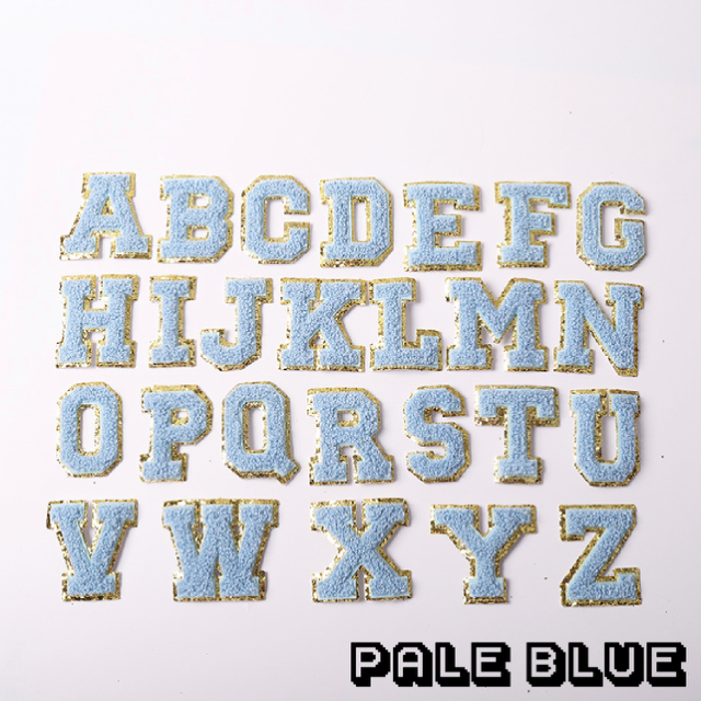 Irone on glue on Chenille letter patches for clothing, embroidery Varsity Letter for Pouch Bag DIY projects