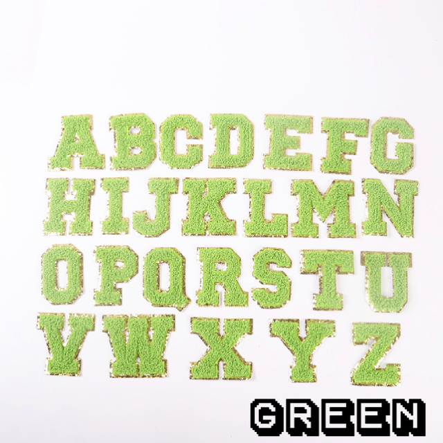 Irone on glue on Chenille letter patches for clothing, embroidery Varsity Letter for Pouch Bag DIY projects