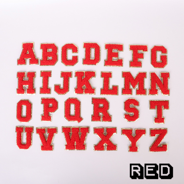 Irone on glue on Chenille letter patches for clothing, embroidery Varsity Letter for Pouch Bag DIY projects