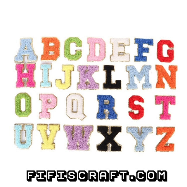 Irone on glue on Chenille letter patches for clothing, embroidery Varsity Letter for Pouch Bag DIY projects
