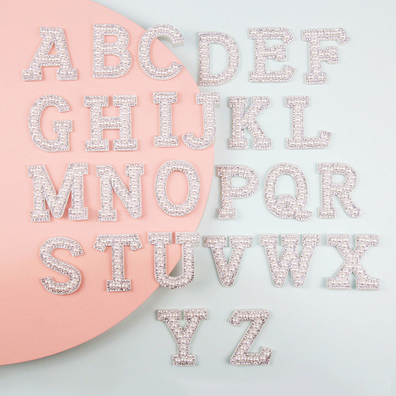 Alphabet Rhinestone Letters with and AB Rhinestone and Black background, Iron On