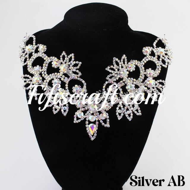 rhinestone applique, bridal rhinestone, rhinestone flower, dangling rhinestone