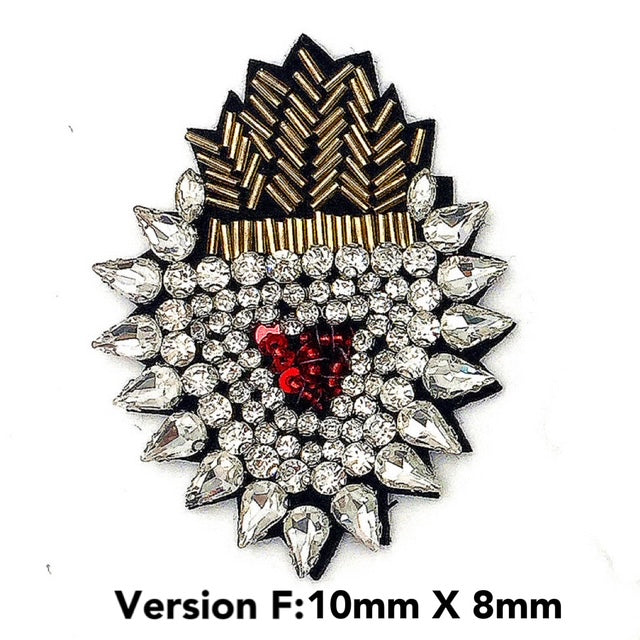 Sew on Small Heart and Crown Rhinestone Patches, for DIY, sewing project