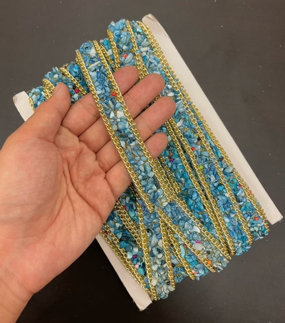 Duo colored Rhinestone trim on transparent glue by yards, crystal string for bridal and evening wear, shipping from USA