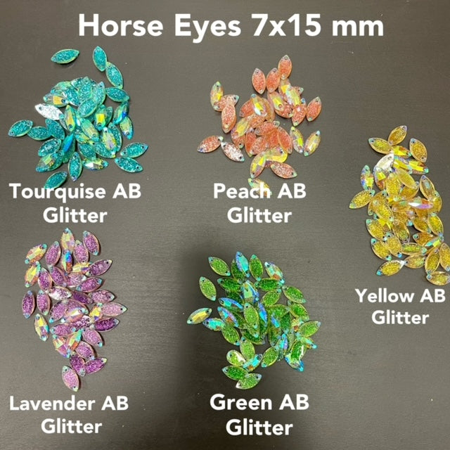 Glitter Flatback Acrylic Resin rhinestone in Multi Shape with holes