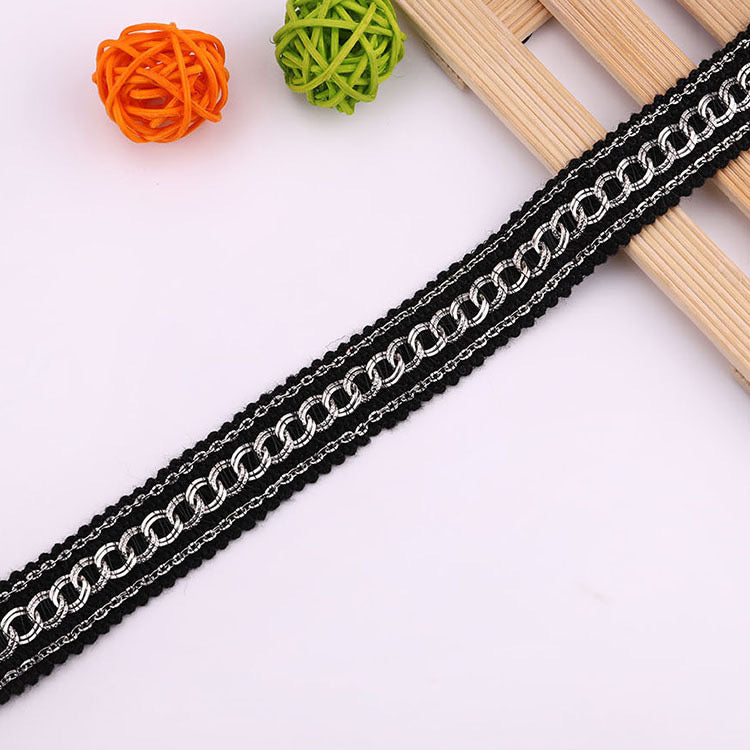 Polyester lace trim with chain by yards, for Sewing project for jacket, dress and skirt.