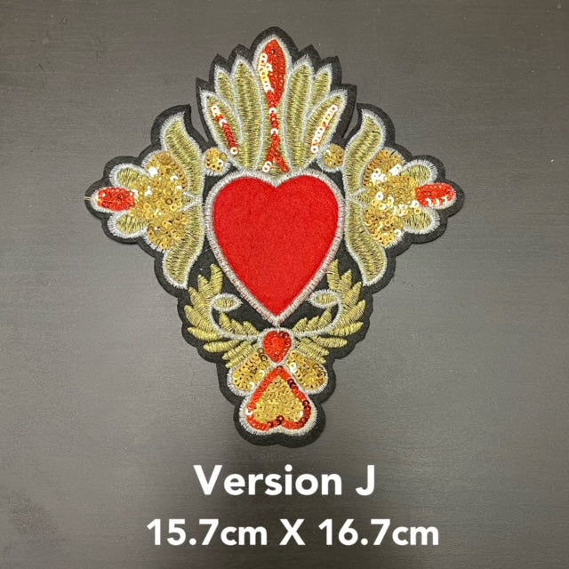 Sew on Small Heart and Crown Rhinestone Patches, for DIY, sewing project