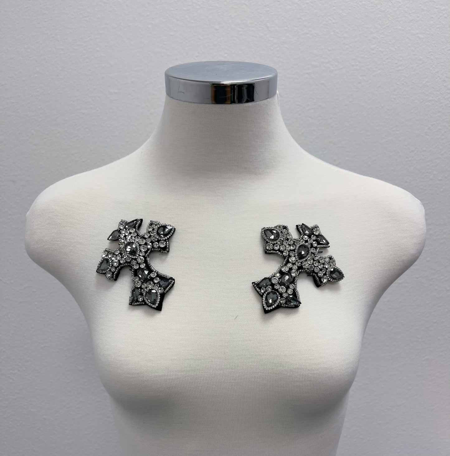 Ironed On Small Cross Rhinestone Patches