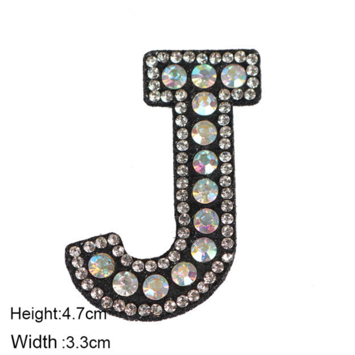 Alphabet Rhinestone Letters with and AB Rhinestone and Black background, Iron On