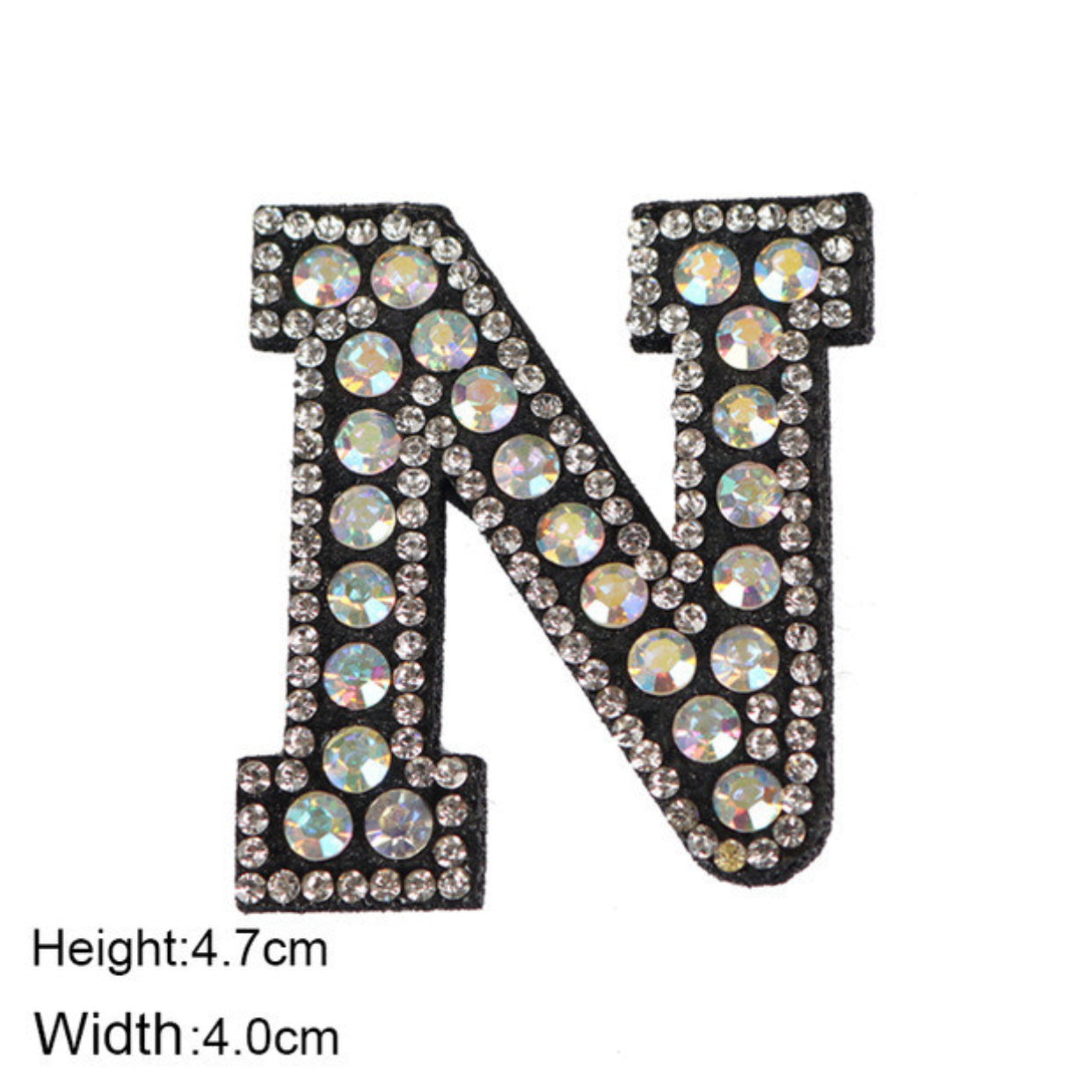 Alphabet Rhinestone Letters with and AB Rhinestone and Black background, Iron On
