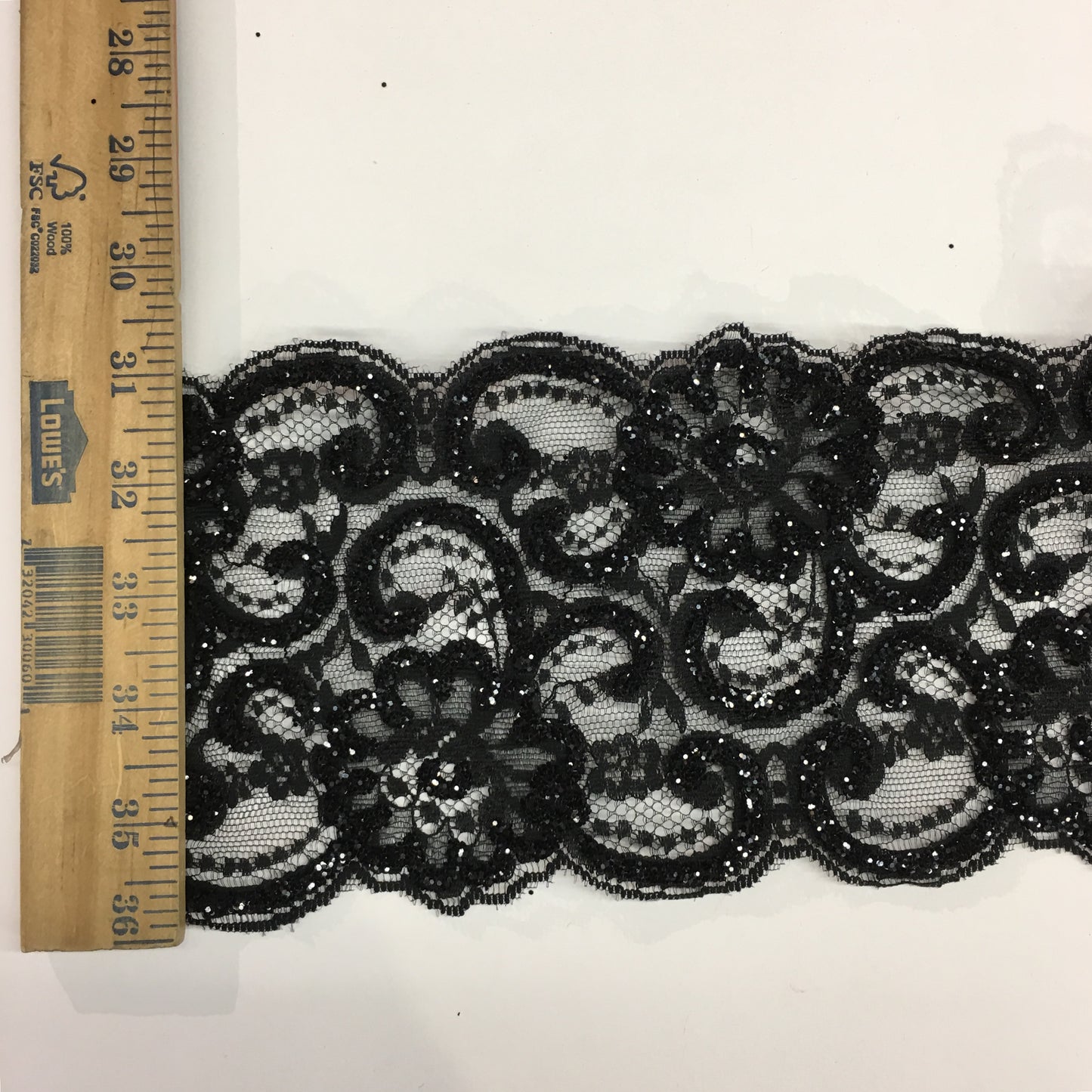 Black glitter lace trim