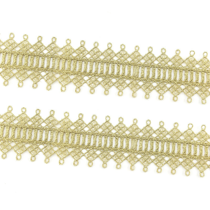 Gold embroidered trim by yard , 4.5 cm wide