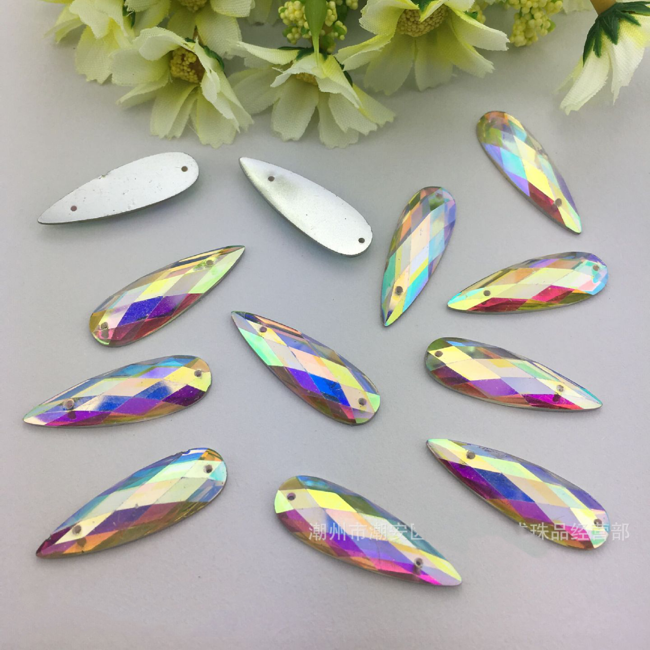 long teardrop acrylic flat-back resin