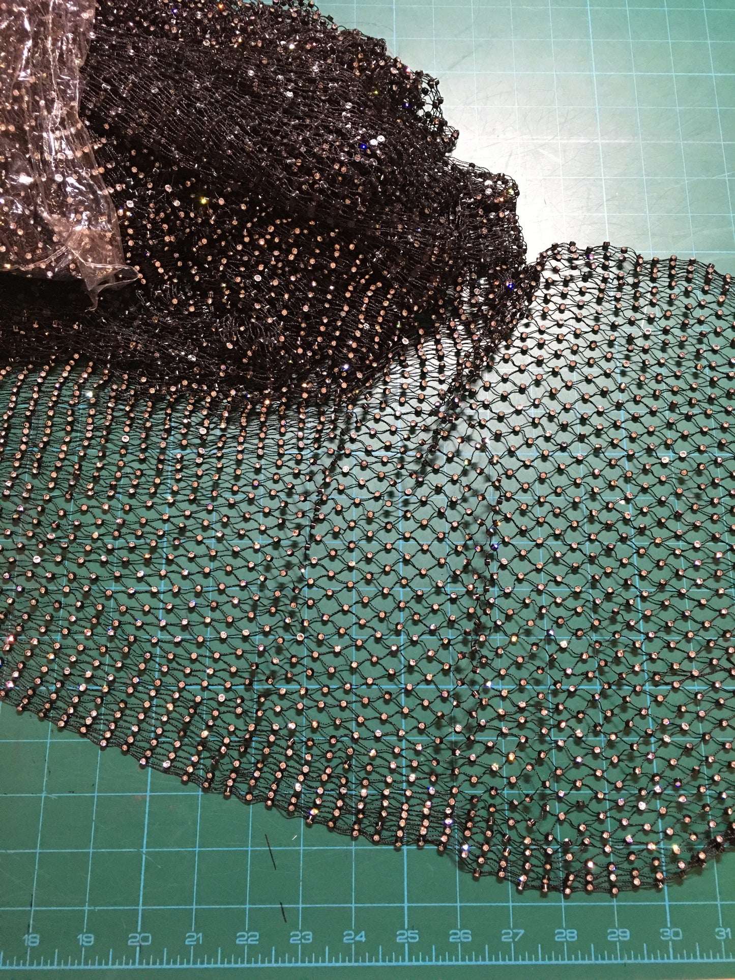 Large size Elastic Mesh, Stretchy Rhinestone Fishnet by yard