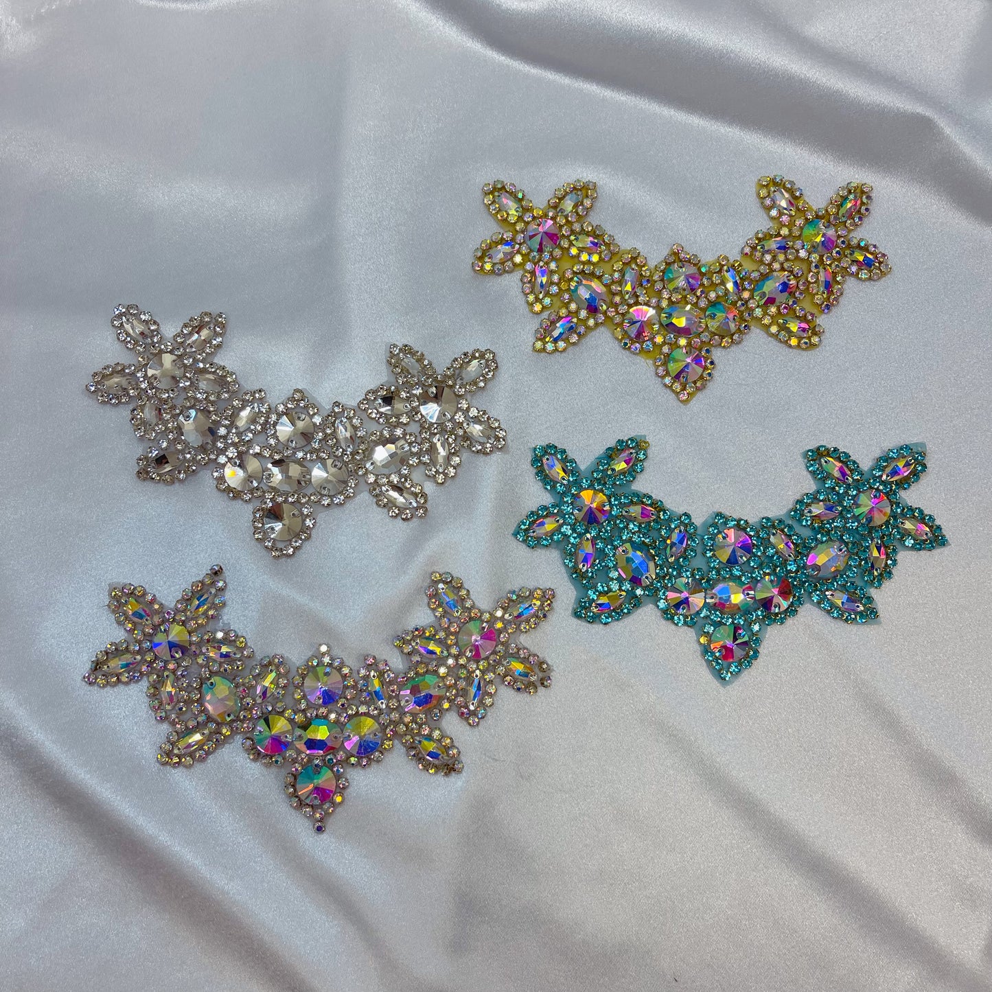 Ironed on Star and flower Rhinestone applique