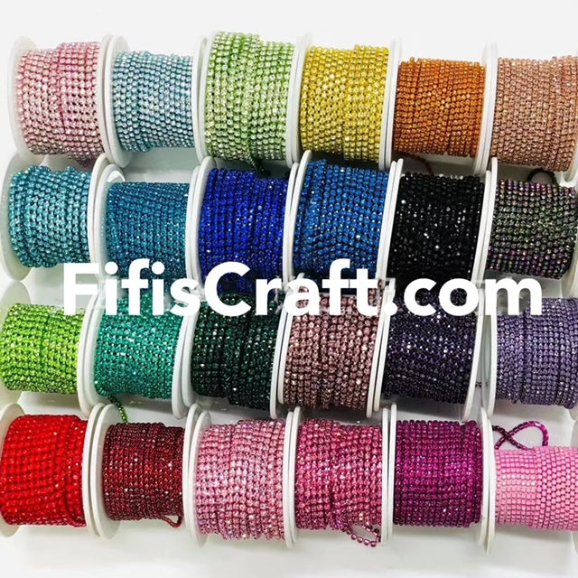 SS6.5 and SS8.5 colored rhinestone string, 2mm and 2.5 mm High Quality Crystals Rhinestone Chain with, 1 yard plus