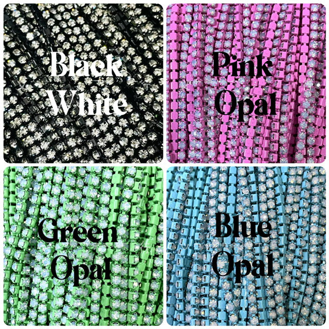 SS6.5 and SS8.5 colored rhinestone string, 2mm and 2.5 mm High Quality Crystals Rhinestone Chain with, 1 yard plus