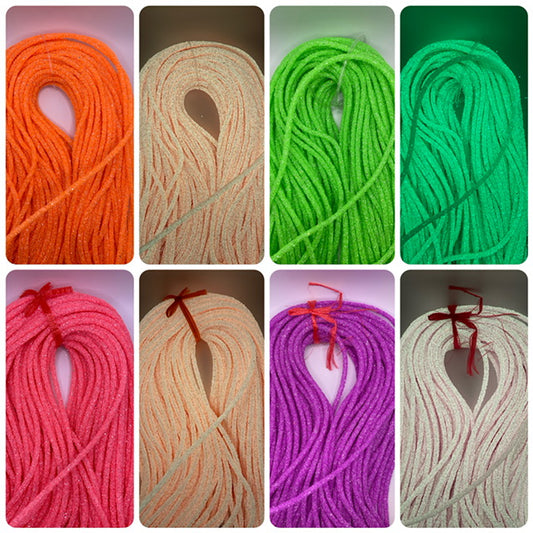 6 mm cylinder Neon glitter String trim, hallow rhinestone tube, Glitter stirp by yards,