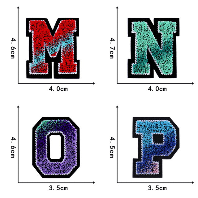Irone on glue on Chenille letter patches for clothing, embroidery Varsity Letter for Pouch Bag DIY projects