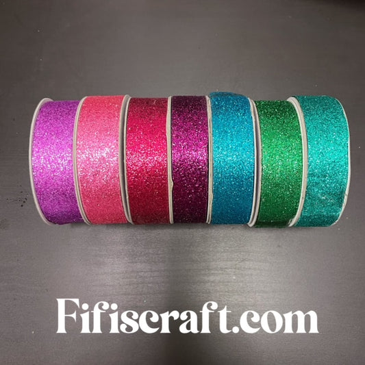 25 Yards Nylon Metallic Glitter Ribbon 7/8-inch, 8 colors, immediate shipping from USA, for hair bow, party, wedding, scrap booking,