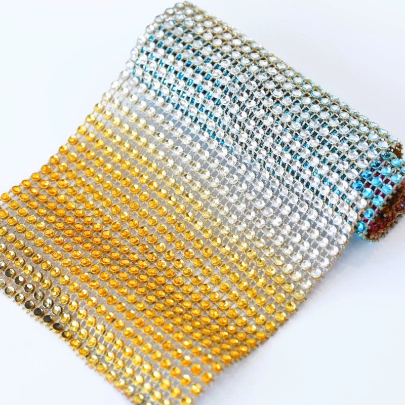 Colored Rhinestone non Elastic Mesh, Stretchy Rhinestone Fishnet by yard