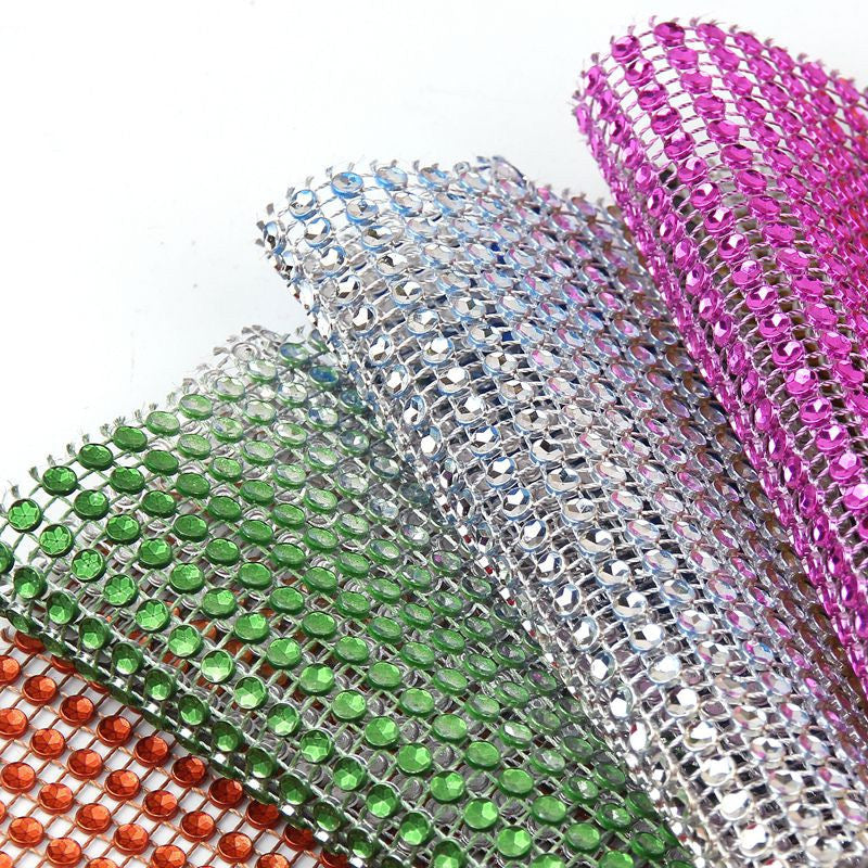 Colored Rhinestone non Elastic Mesh, Stretchy Rhinestone Fishnet by yard