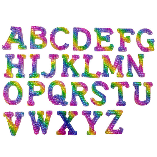 Rainbow Pearl Alphabet Rhinestone Letters with Iron On glue