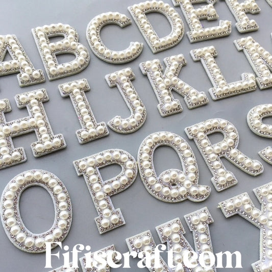 Alphabet Rhinestone Letters with and AB Rhinestone and Black background, Iron On