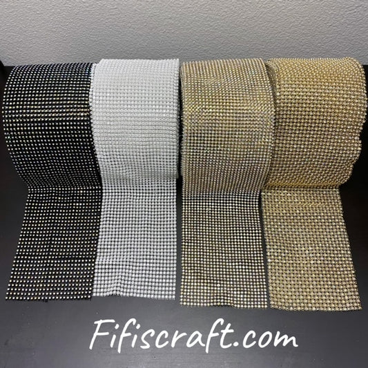 Non Stretch 5 inches wide rhinestone mesh/crystal fishnet/ elastic Rhinestone Fishnet
