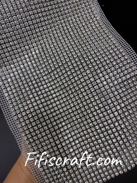 Non Stretch 6 inches wide rhinestone mesh/crystal fishnet/ elastic Rhinestone Fishnet, immediate shipping from USA