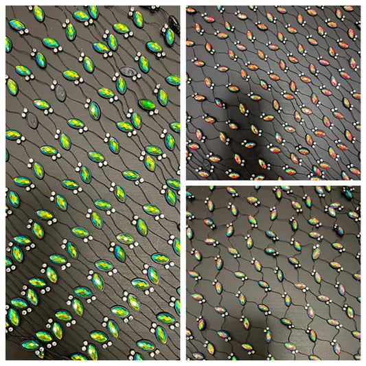 Elastic Mesh, Stretchy Rhinestone Fishnet by yard