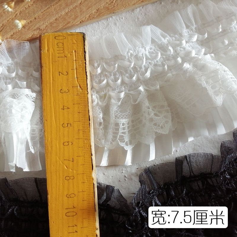 Lace Trim with Double layers stretchy raffle trim 7.5cm wide